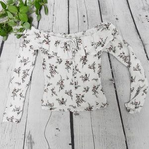 Heart & Hips Women's Top Long Sleeve Floral Off the Shoulder Size Small